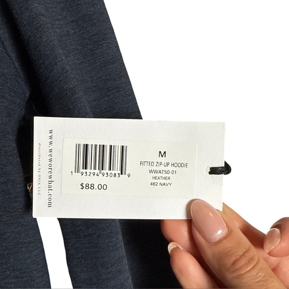 WeWoreWhat Fitted Zip-Up Hoodie Heather Navy Size M NWT - Picture 9 of 9